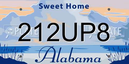 212UP8 Alabama License Plate