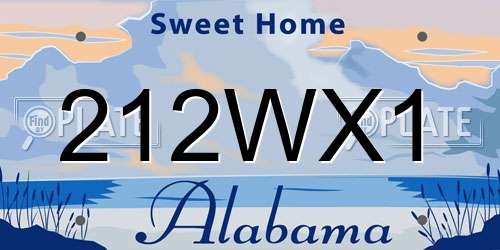 212WX1 Alabama License Plate