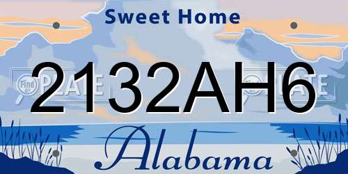 2132AH6 Alabama License Plate