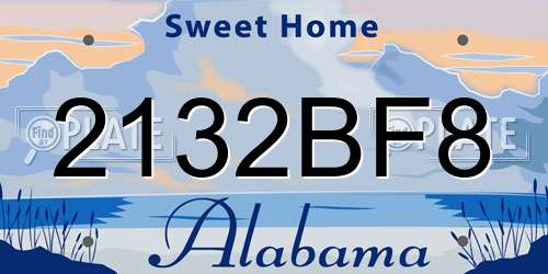 2132BF8 Alabama License Plate