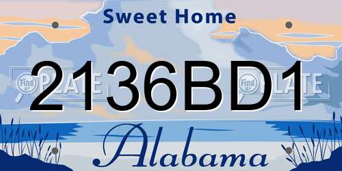 2136BD1 Alabama License Plate