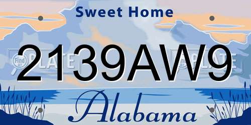 2139AW9 Alabama License Plate