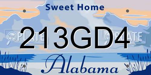 213GD4 Alabama License Plate