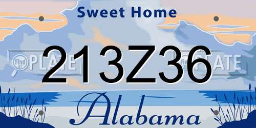 213Z36 Alabama License Plate