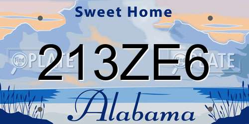 213ZE6 Alabama License Plate