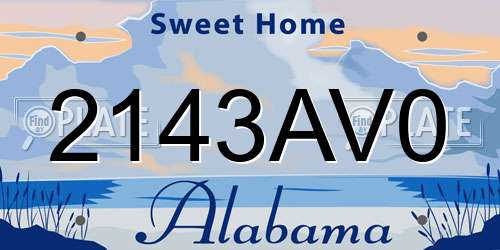 2143AV0 Alabama License Plate