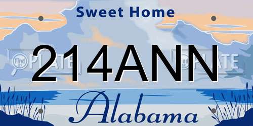 214ANN Alabama License Plate