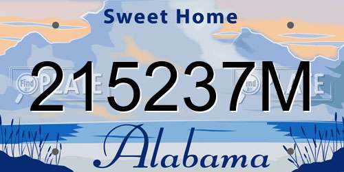 215237M Alabama License Plate