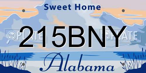 215BNY Alabama License Plate