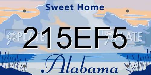 215EF5 Alabama License Plate