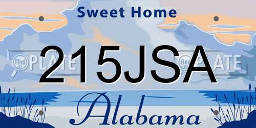 215JSA Alabama License Plate