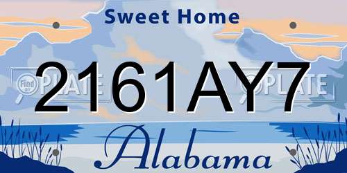 2161AY7 Alabama License Plate