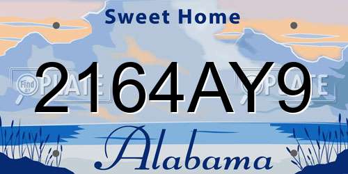 2164AY9 Alabama License Plate