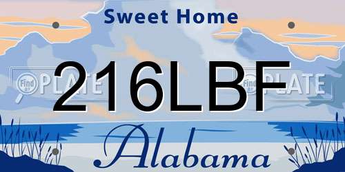 216LBF Alabama License Plate