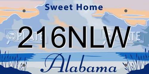 216NLW Alabama License Plate