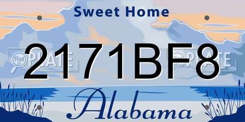 2171BF8 Alabama License Plate