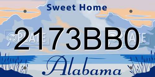 2173BB0 Alabama License Plate