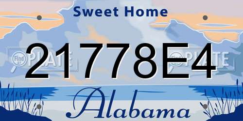 21778E4 Alabama License Plate