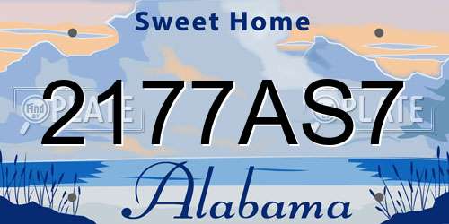 2177AS7 Alabama License Plate