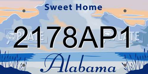 2178AP1 Alabama License Plate