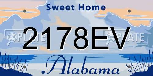 2178EV Alabama License Plate