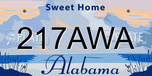 217AWA Alabama License Plate