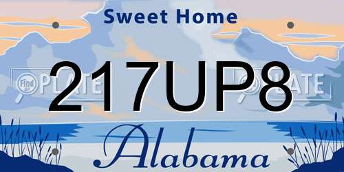 217UP8 Alabama License Plate