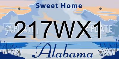 217WX1 Alabama License Plate