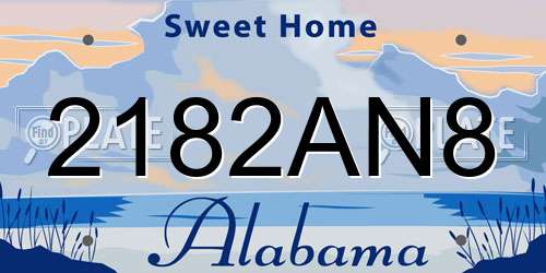 2182AN8 Alabama License Plate