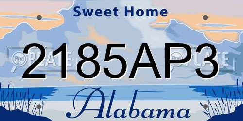 2185AP3 Alabama License Plate
