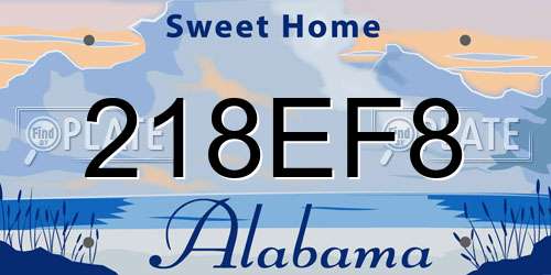 218EF8 Alabama License Plate