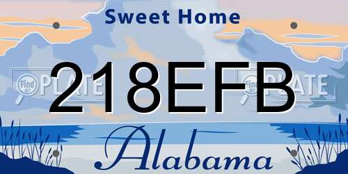218EFB Alabama License Plate