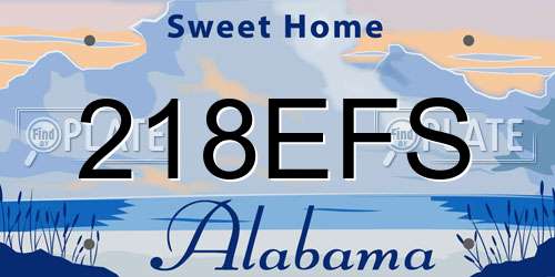 218EFS Alabama License Plate