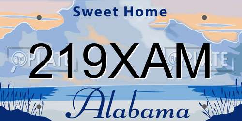 219XAM Alabama License Plate