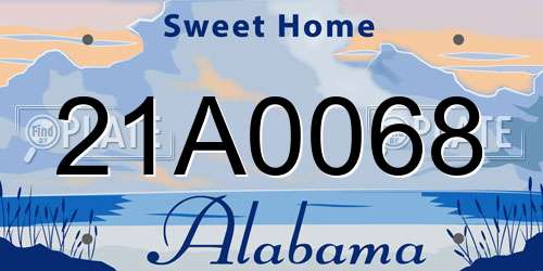 21A0068 Alabama License Plate