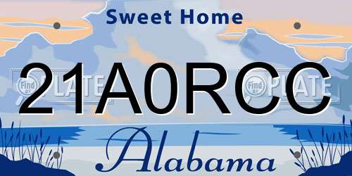 21A0RCC Alabama License Plate