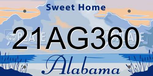 21AG360 Alabama License Plate