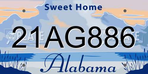 21AG886 Alabama License Plate