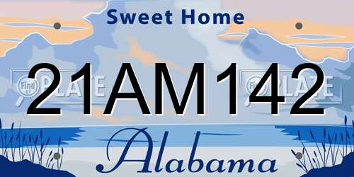 21AM142 Alabama License Plate