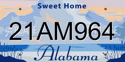 21AM964 Alabama License Plate