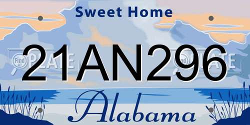 21AN296 Alabama License Plate