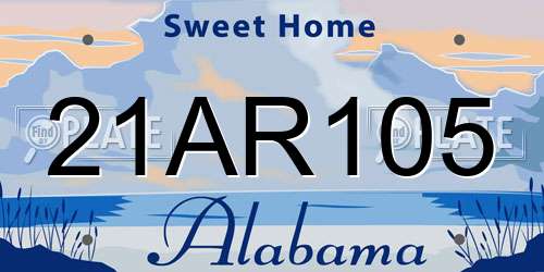 21AR105 Alabama License Plate