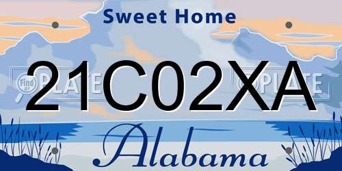 21C02XA Alabama License Plate