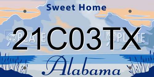 21C03TX Alabama License Plate
