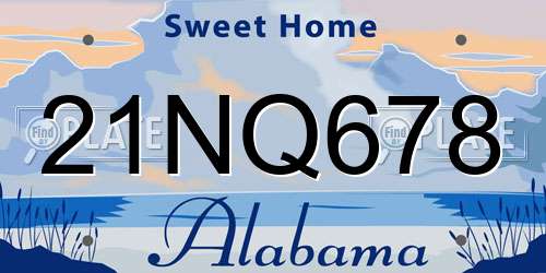 21NQ678 Alabama License Plate