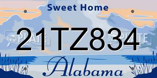 21TZ834 Alabama License Plate