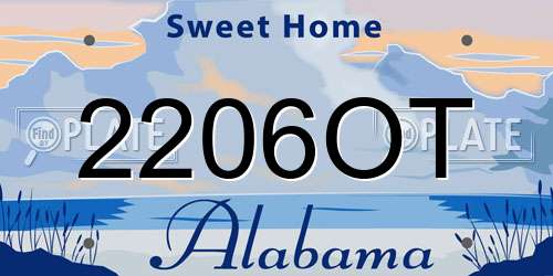 2206OT Alabama License Plate