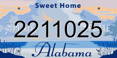 2211025 Alabama License Plate
