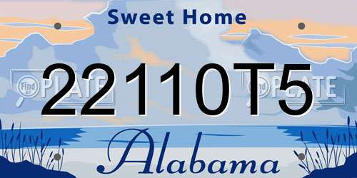 22110T5 Alabama License Plate