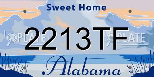 2213TF Alabama License Plate